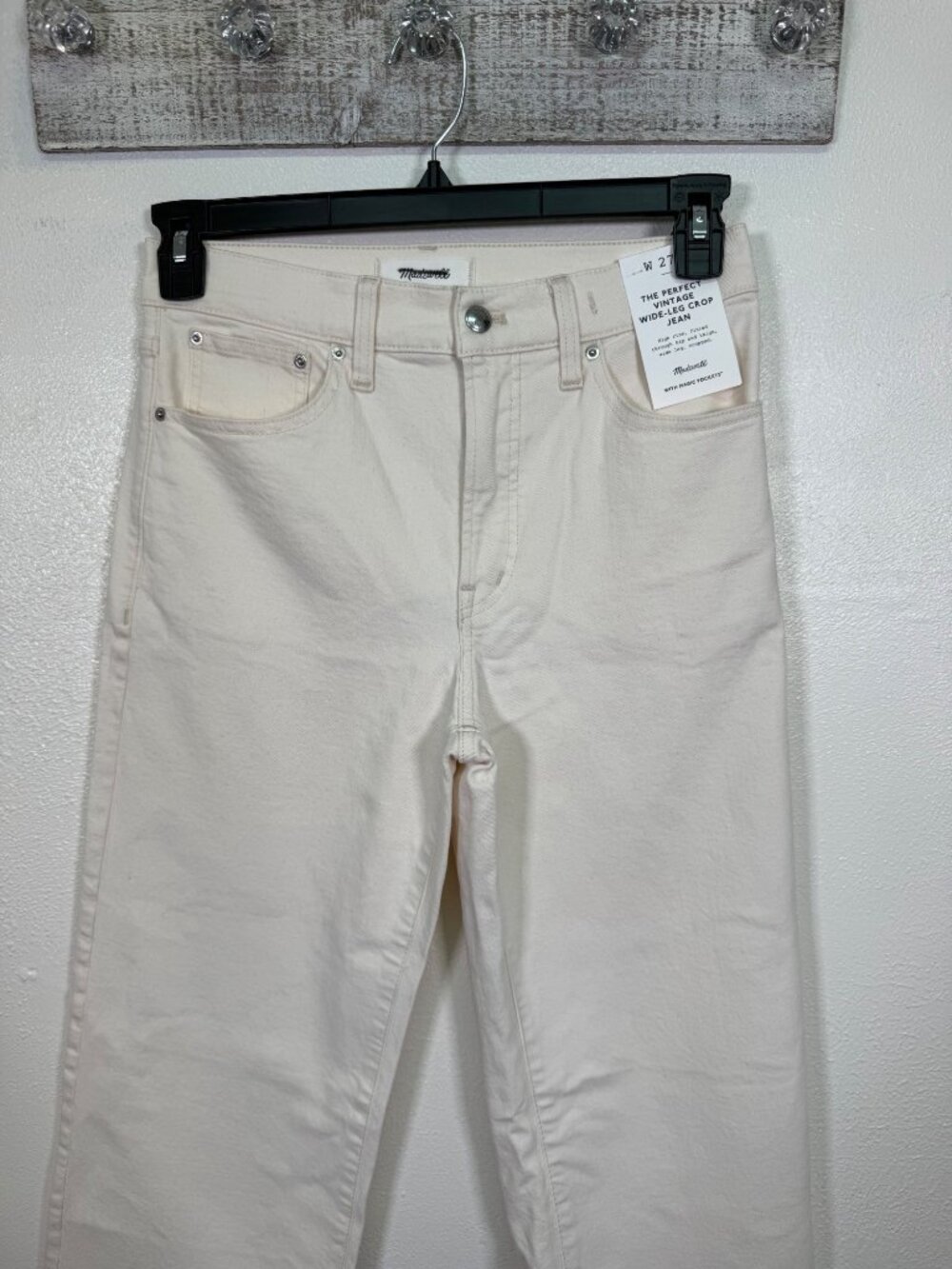 Madewell The Perfect Vintage Wide-Leg Crop Jean  Raw Hem Size 27 S Neutral - Picture 10 of 16